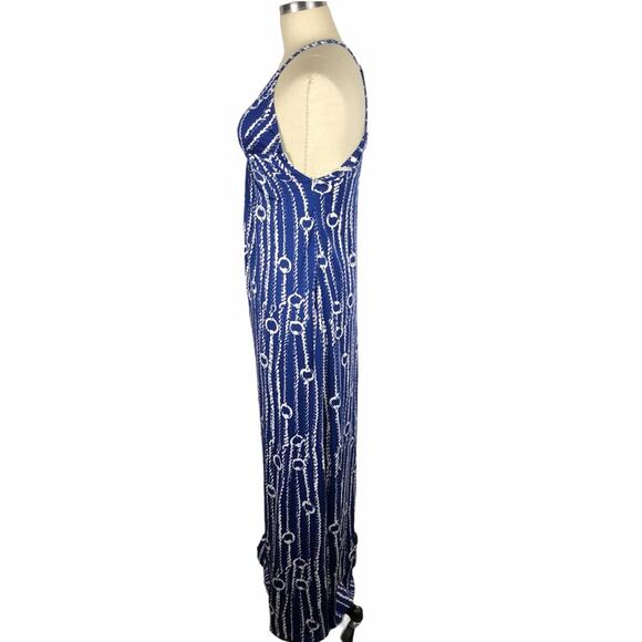 JB BY JULIE BROWN Blue White Knotted Maxi Dress XS Nautical Summer Rope Beach - Picture 2 of 7